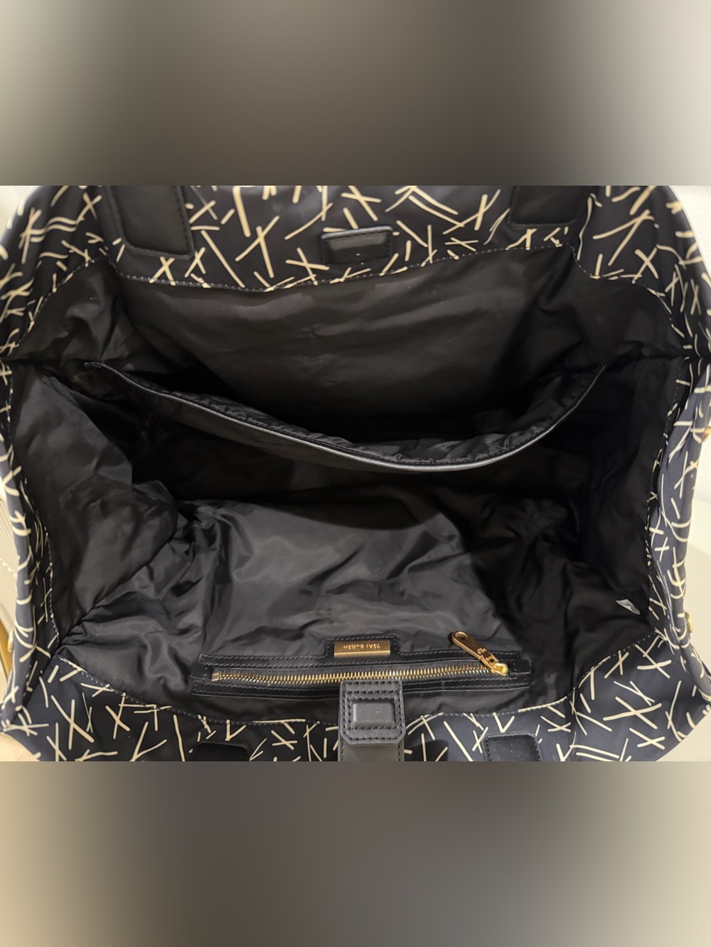 Tory Burch Ella Printed Tote Bag Black Match Sticks - Picture 12 of 14